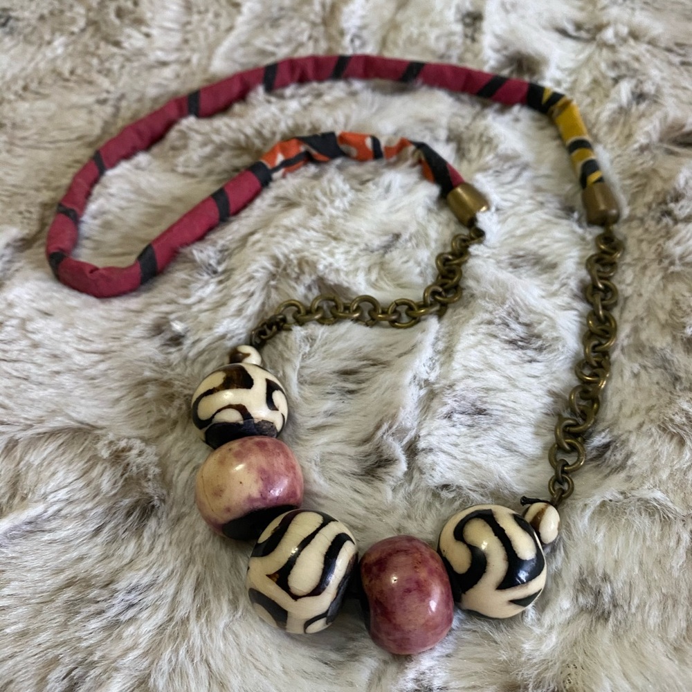 Tribal Print Brass Bead Necklace Anthropologie